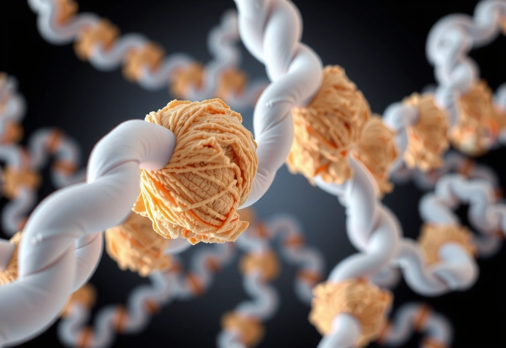 Imagen abstracta de cadenas de proteínas o músculos fibrosos