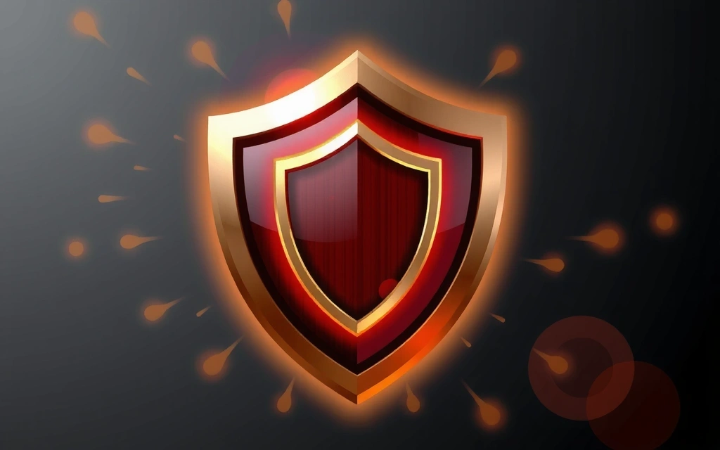 A shield icon with a strong, protective aura, representing legal protection and limited liability in a digital context.